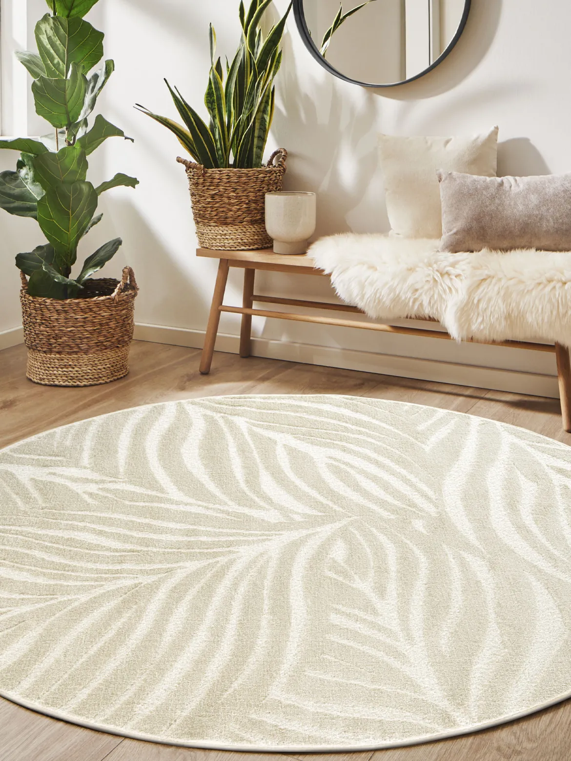 Pianta Moderner Teppich, Creme