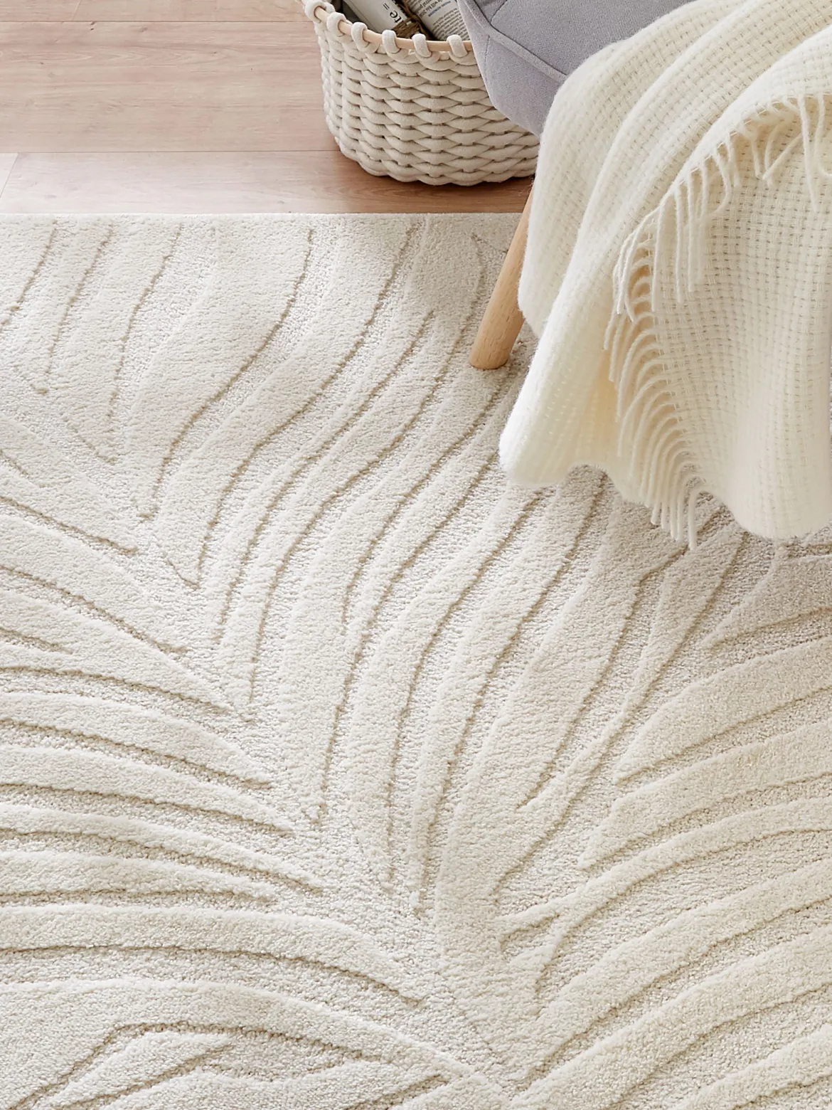Pianta Moderner Teppich, Ivory