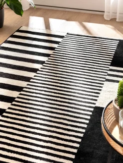 Raya Moderner Teppich, Black/White