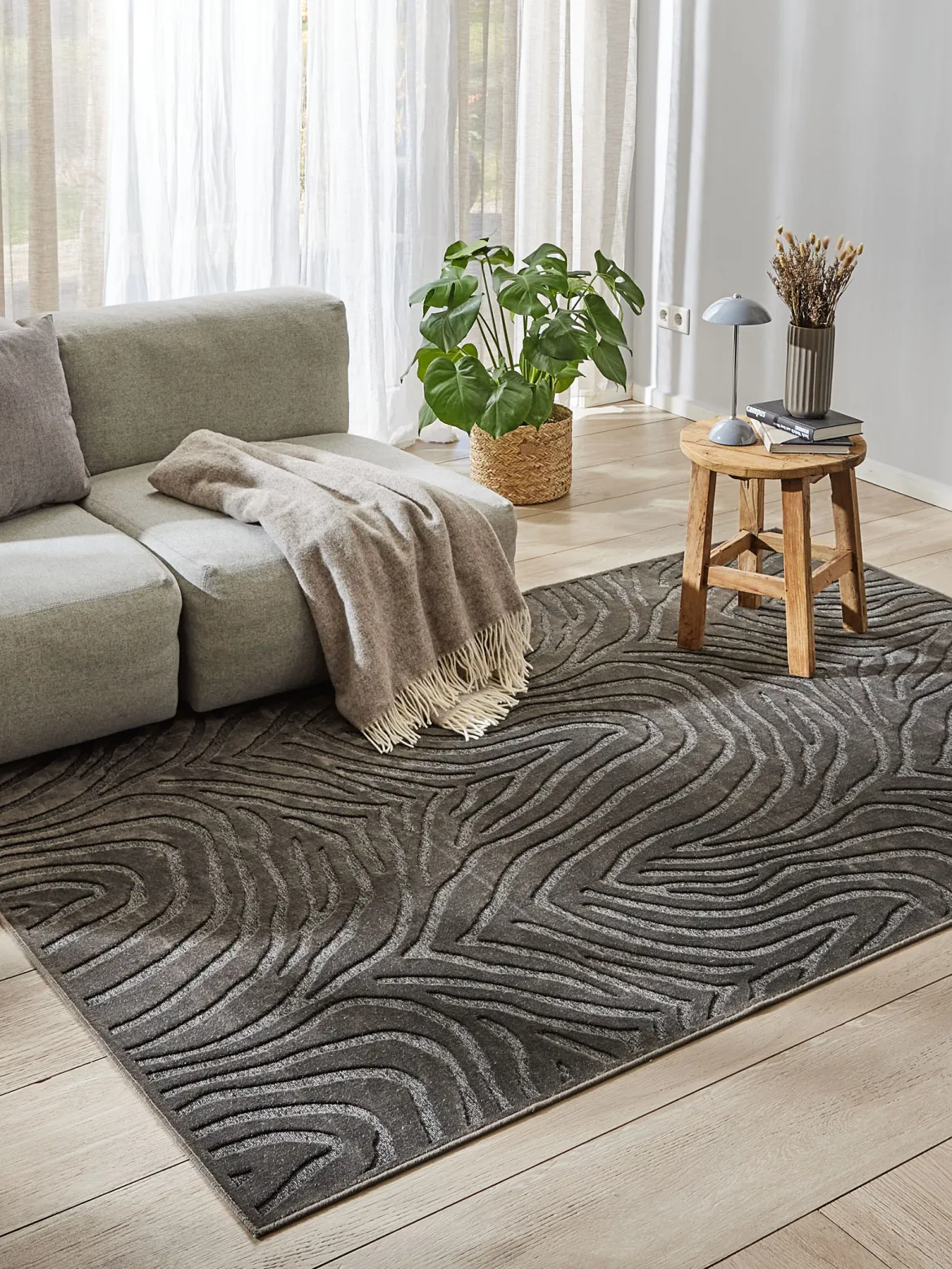 Savaro Moderner Teppich, Anthrazit