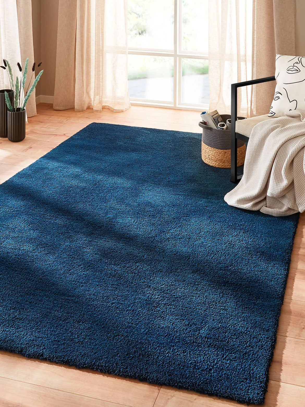 Sensation Hochflor-Teppich, Dunkelblau