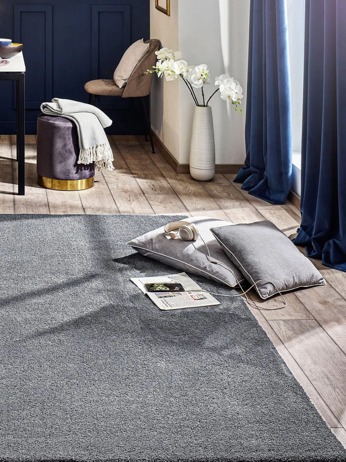 Sensation Hochflor-Teppich, Hellgrau