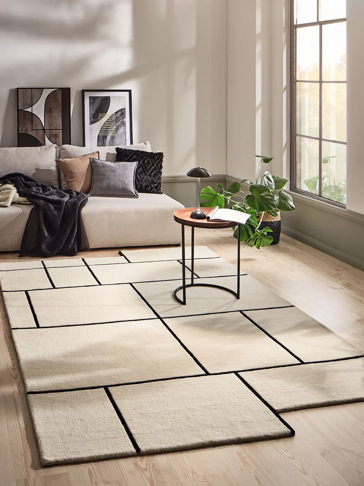 Skarup Woll-Teppich, White/Black