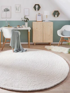 Smedby Filzkugel-Teppich, White