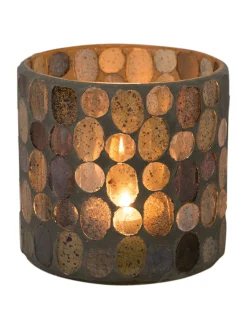 Tahitan Windlicht, Schwarz/Gold