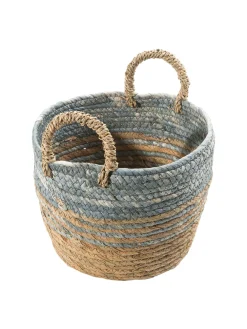 Tjira Korb, Natural/Blue