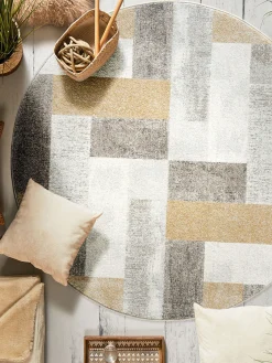 Urban Maze Moderner Teppich, Gold