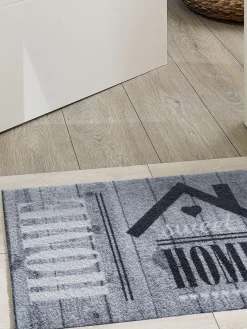 Vintage Wood Sauberlaufmatte, Home Sweet Grey