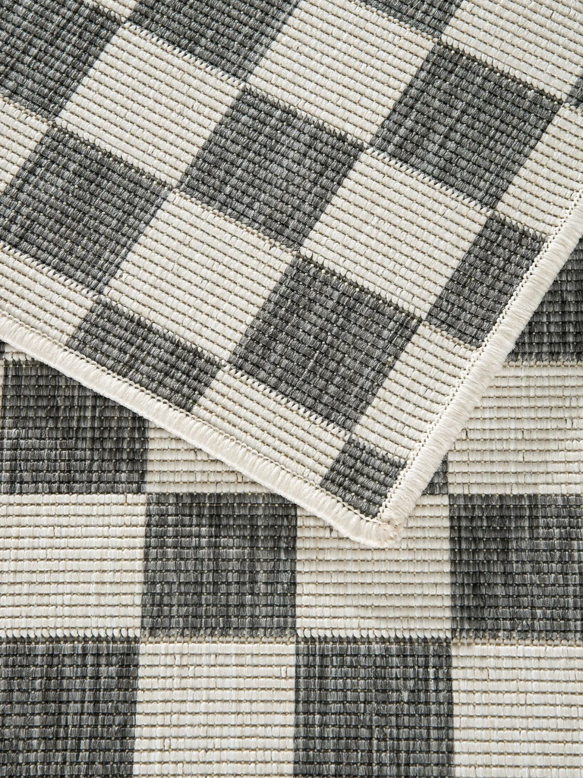 Waikato Outdoor-Teppich, Grau-Weiss