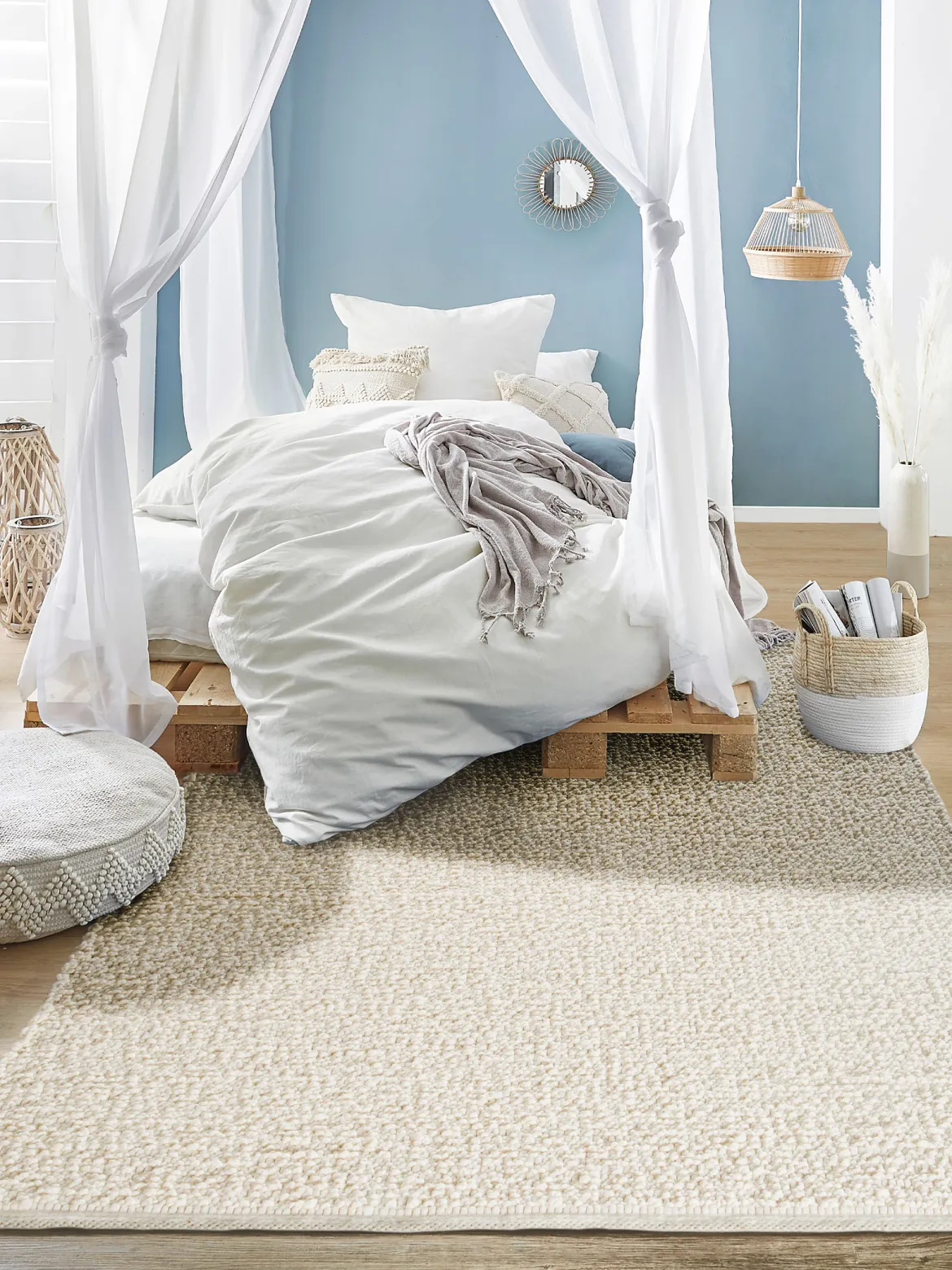 Walsertal Handweb-Teppich, Creme