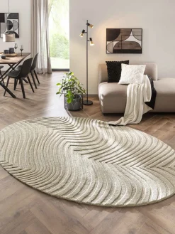 Wavy Woll-Teppich, Beige