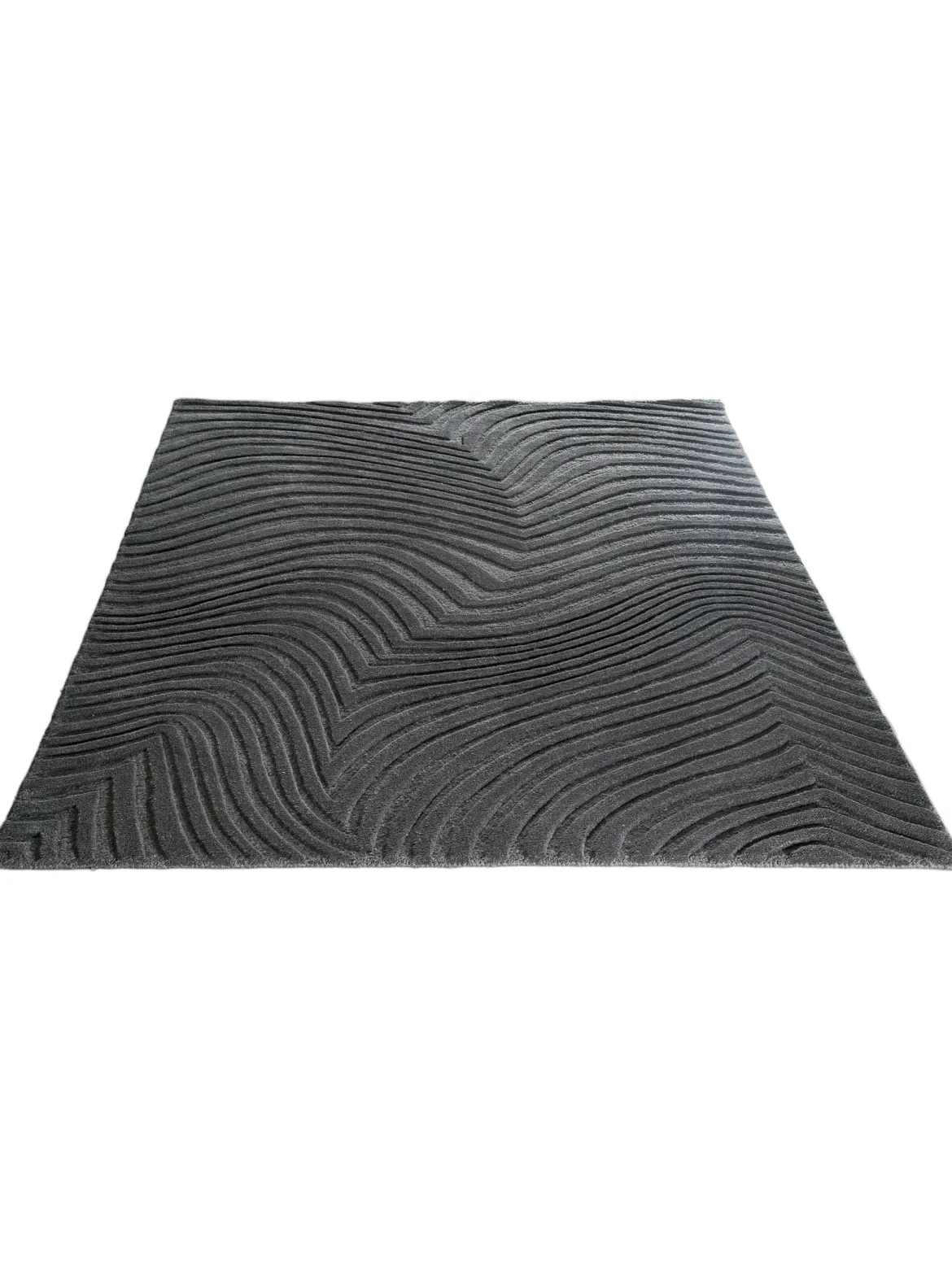 Wavy Woll-Teppich, Dark Grey