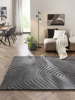 Wavy Woll-Teppich, Dark Grey