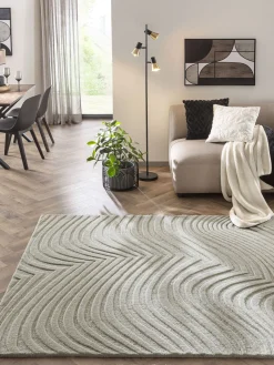 Wavy Woll-Teppich, Offwhite